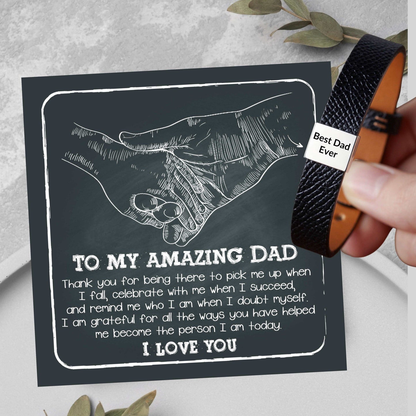 Best Dad Ever Genuine Leather Bracelet