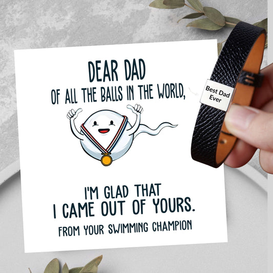 Best Dad Ever Genuine Leather Bracelet