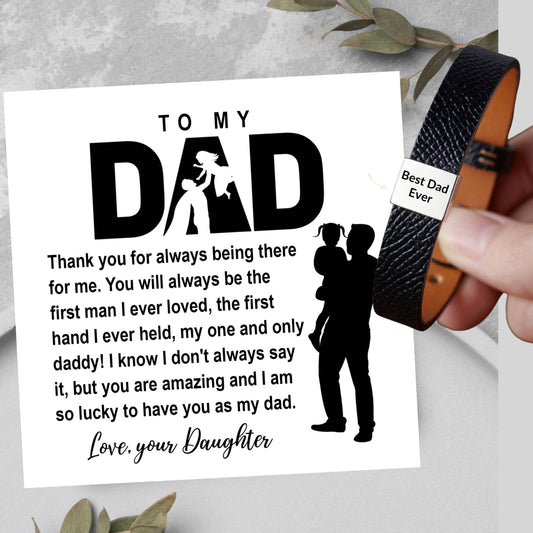 Best Dad Ever Genuine Leather Bracelet