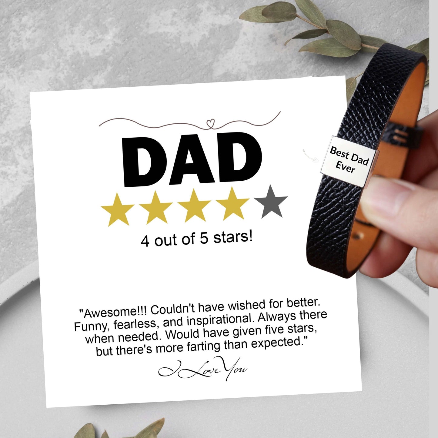 Best Dad Ever Genuine Leather Bracelet