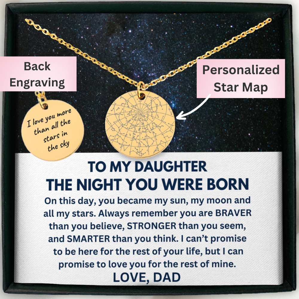 To My Daughter Custom Star Map Necklace