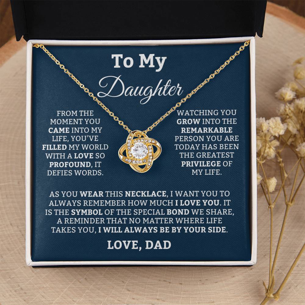 To My Daughter Love Knot Necklace From Dad