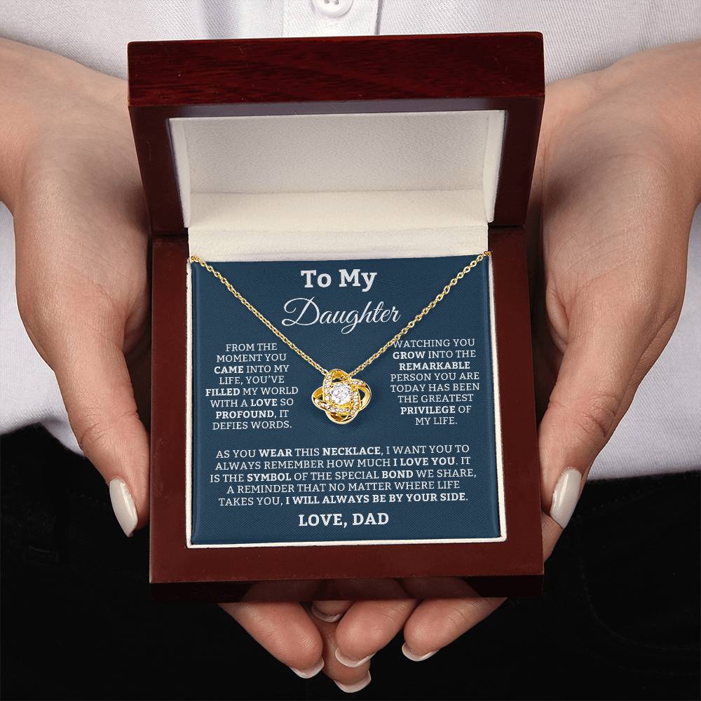 To My Daughter Love Knot Necklace From Dad