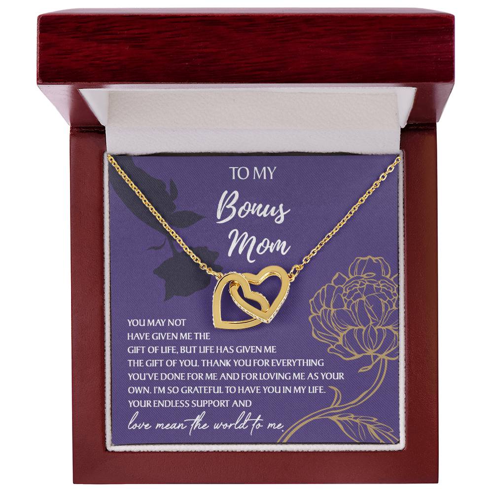 To My Bonus Mom Interlocking Hearts Necklace- Mother's Day Gift